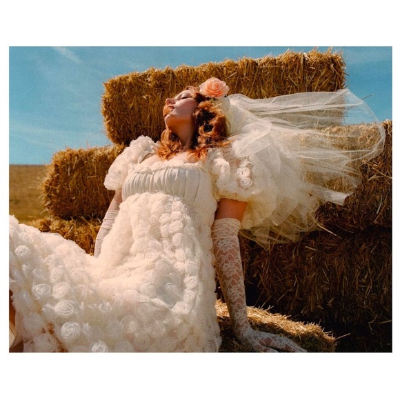 For Love & Lemons Fairytale Coquette Josey Bridal Gown Puff Sleeves Rosettes XS - Picture 2 of 16